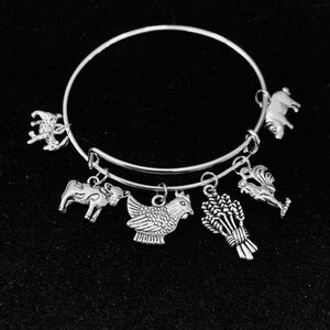 Farm/Barn Animals themed bangle bracelet